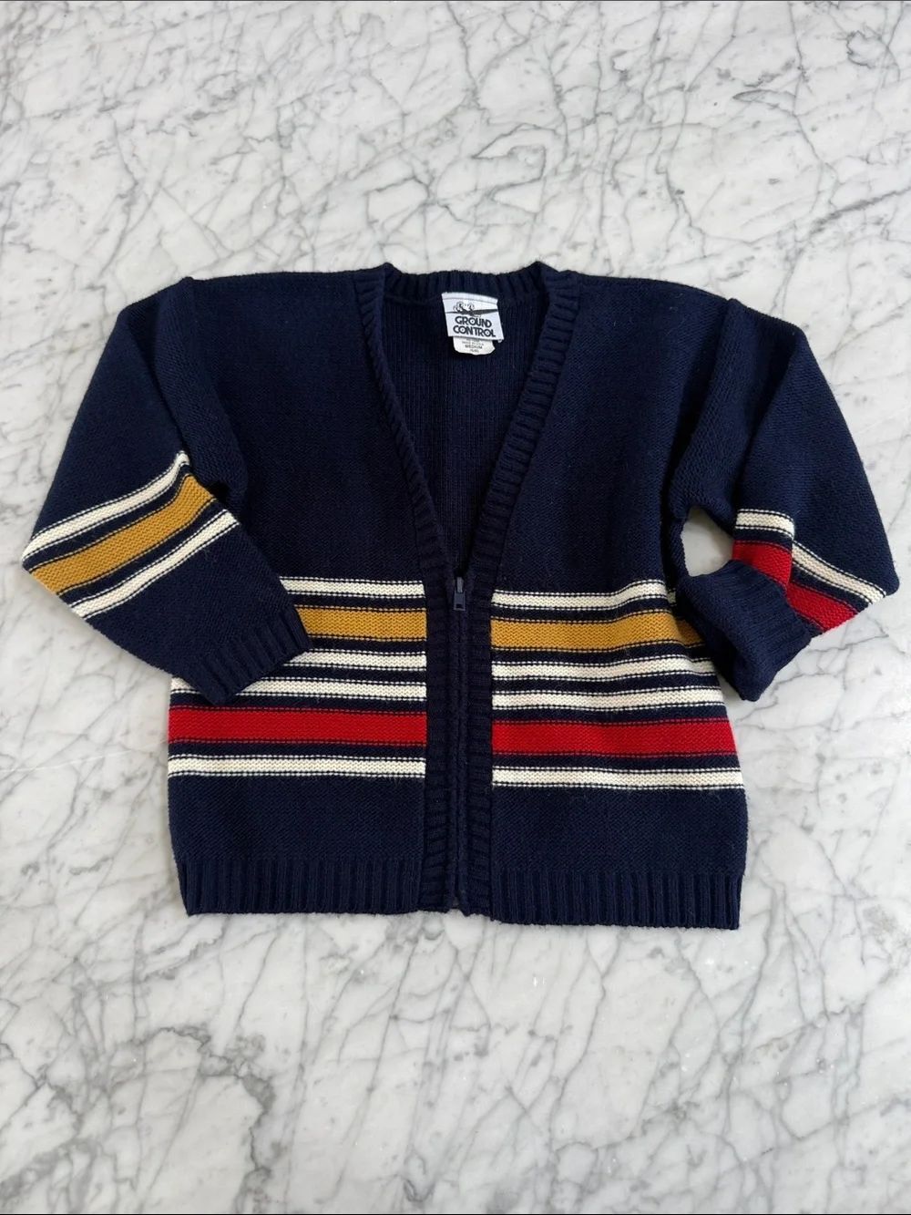 Kids Vintage 70’s Sweater Stripe Half Zip NWOT Sz 5/6